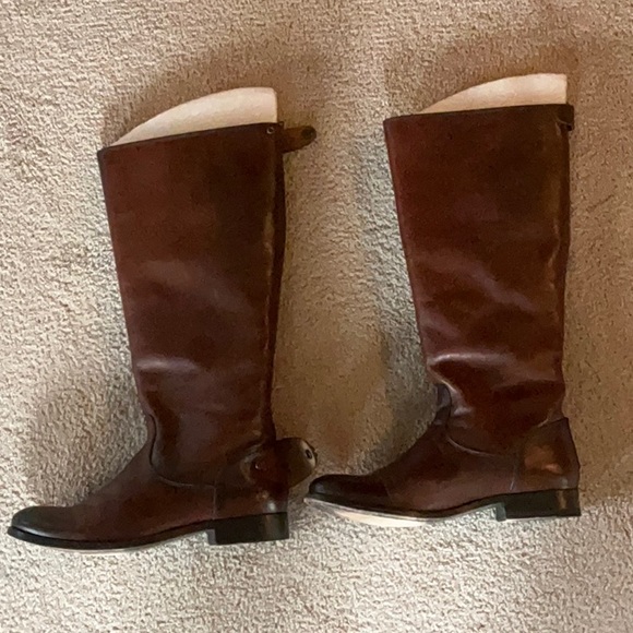 ❤️ Frye Melissa back zip and snap / button boots, Cognac 8.5 Wide Calf.  EUC - Picture 3 of 13